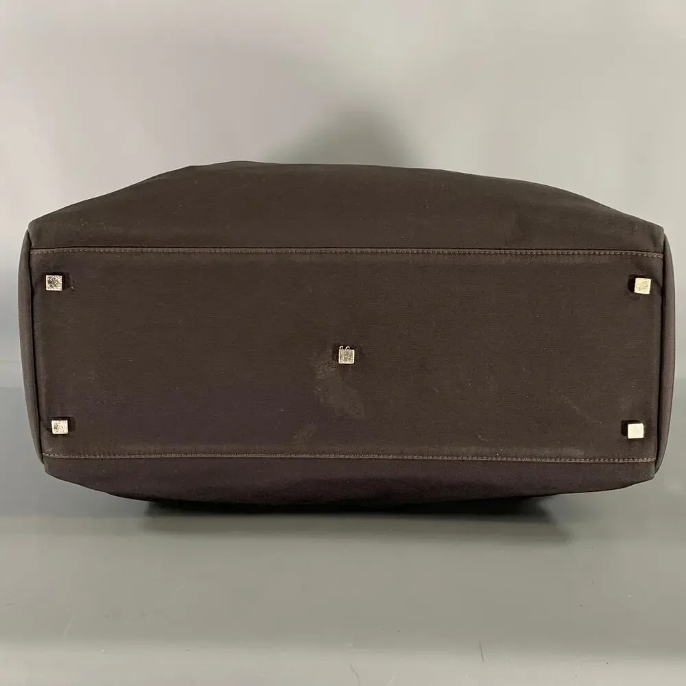 GUCCI Brown Leather Trim Nylon Weekender Bags & Leather Goods